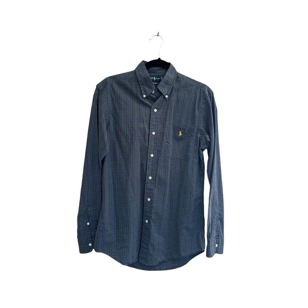 Ralph Lauren Navy and Yellow Check Button-Down Shirt
